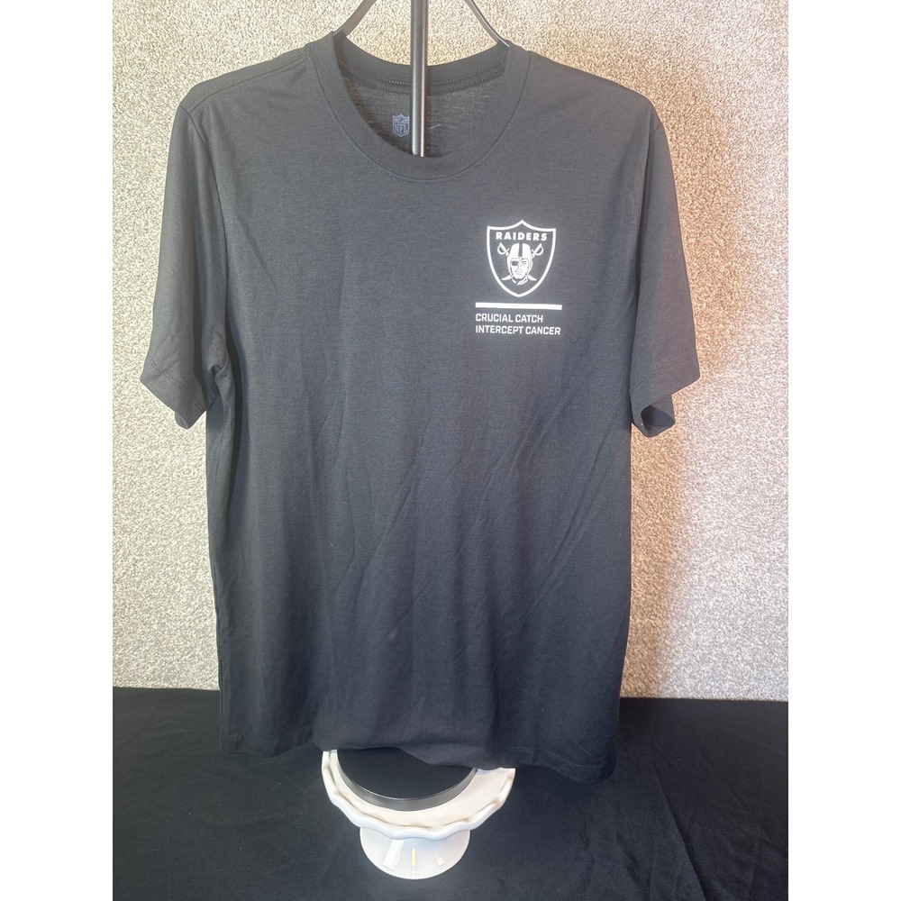 Nike Las Vegas Raiders Crucial Catch Intercept Cancer Mens L Black Tee
